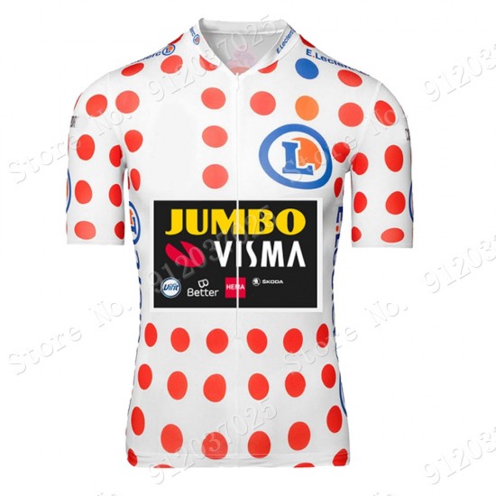 Polka Dot Jumbo Visma Tour De France 2021 Team Wielerkleding Fietsshirt Korte Mouw 2021062732