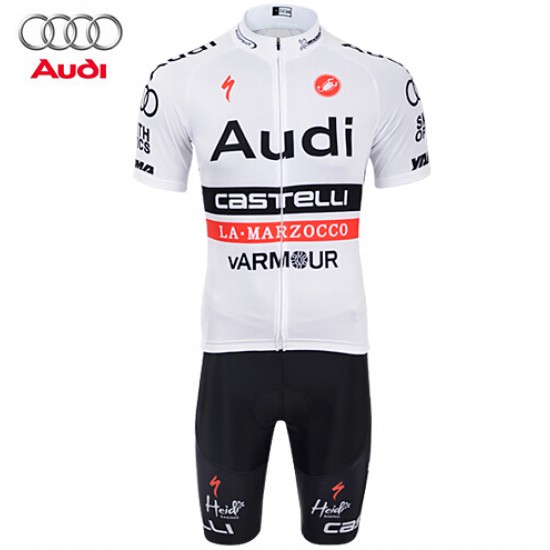 2015 AUDI Castelli Fietskleding Set Fietsshirt Korte Mouwen+Fietsbroek Korte wit 2315