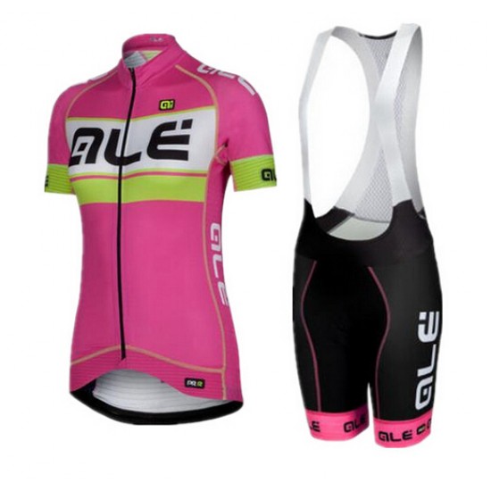 2015 ALE Dames rose Fietskleding Fietsshirt Korte+Korte Fietsbroeken Bib 3585