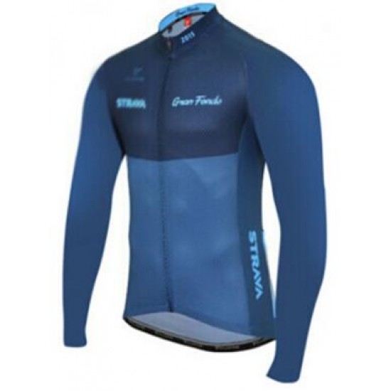 2016 Strava Fietsshirt lange mouw blauw 2016036672