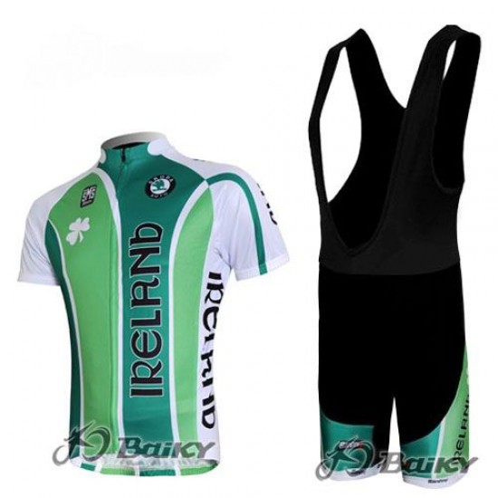 Ierland Pro Team Fietsshirt Korte mouw Korte fietsbroeken Bib met zeem Kits groen 258