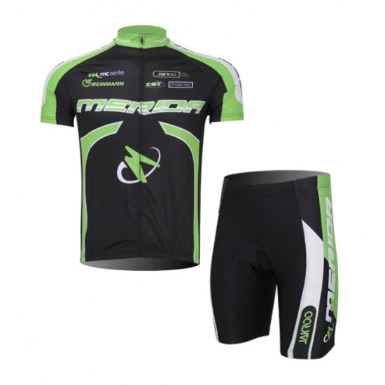 Merida 2014 Fietskleding Fietsshirt Korte Mouwen+Fietsbroek Korte zeem Black groen 1104