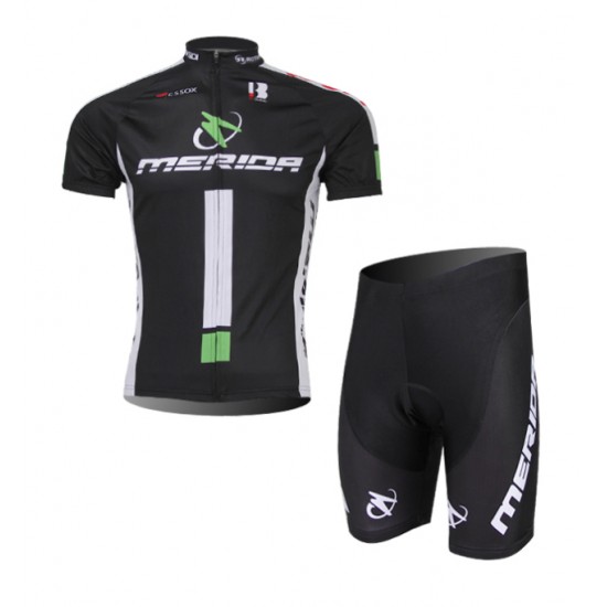 Merida 2014 Fietskleding Fietsshirt Korte Mouwen+Fietsbroek Korte zeem Black wit 1109