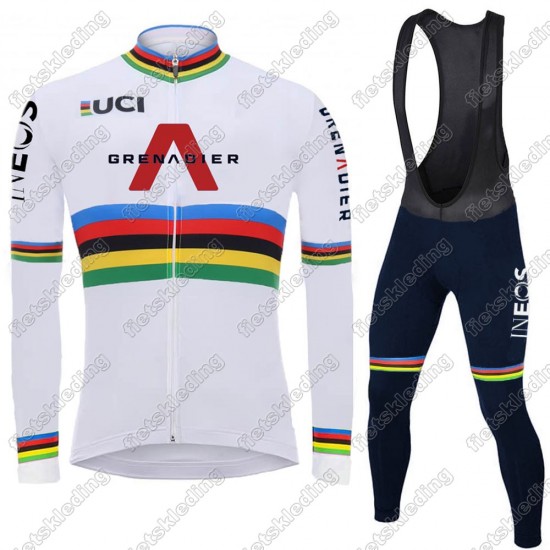 Team INEOS Grenadier UCI World Champion 2021 Mannen Wielerkleding Set Fietsshirts Lange Mouw+Lange Fietsrbroek Bib 2021178
