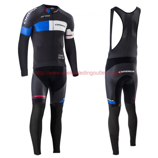 2016 Orbea Team Pro Zwart-Blauw Wielerkleding Wielershirt lange mouw+Lange fietsbroeken Bib 201717160