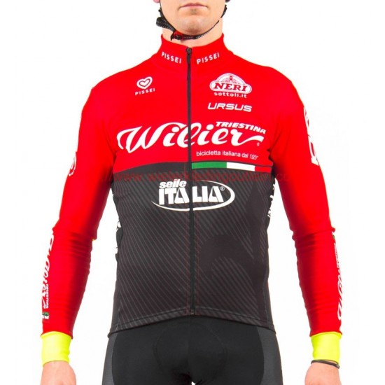 2017 Wilier Pro Team rood-zwart Wielerkleding Wielershirt lange mouw 213762