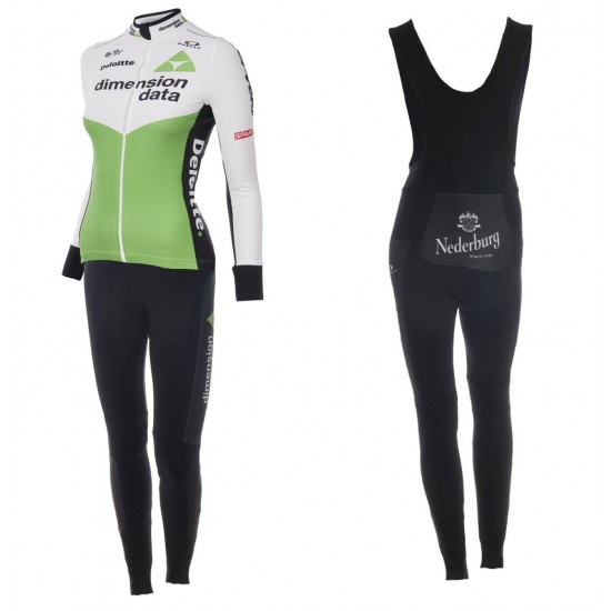 2018 Dimension Data Dames Fietskleding Fietsshirt lange mouw+Lange fietsbroeken Bib mt5Ee